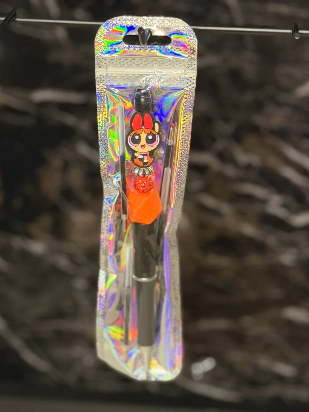 Blossom from Power puff Girls Focal Bead Pen Black & Blu Ink